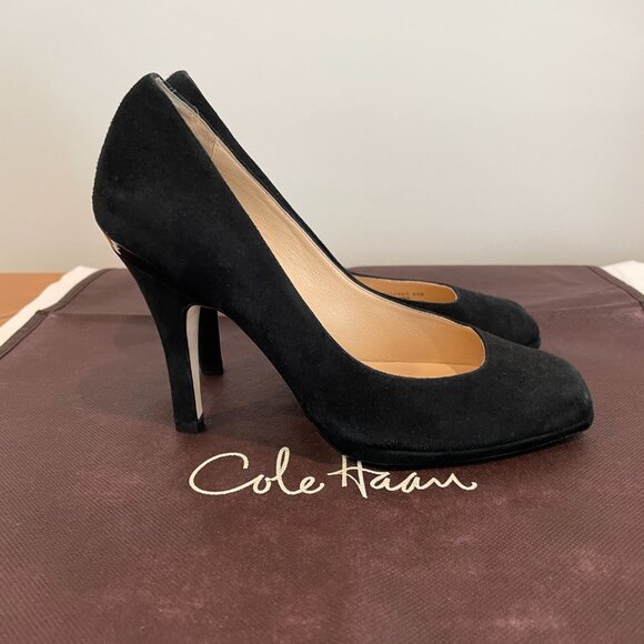 Cole Haan Black Suede Platform Pumps - Picture 2 of 4